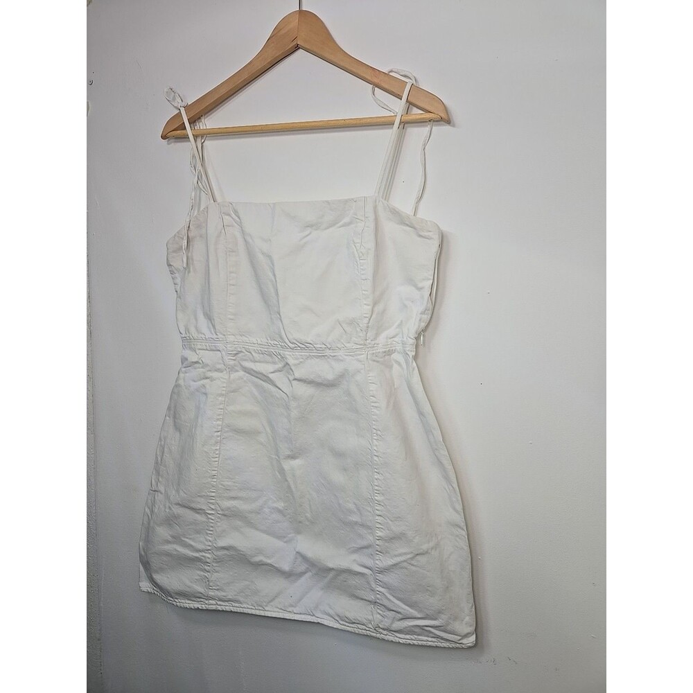 Zara Dress Womens M White Halter Twill Sundress Short Summer Casual Strappy